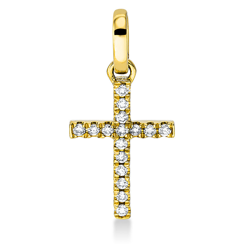 Anhänger 18 kt GG, mit Öse, 16 Brill. 0,05 ct, W-si