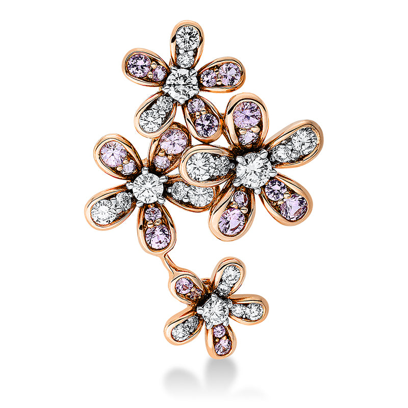 Anhänger 18 kt RG, Fassung rhodiniert, 22 Brill. 0,52 ct, TW-vsi, 22 Saphire 0,49 ct pink
