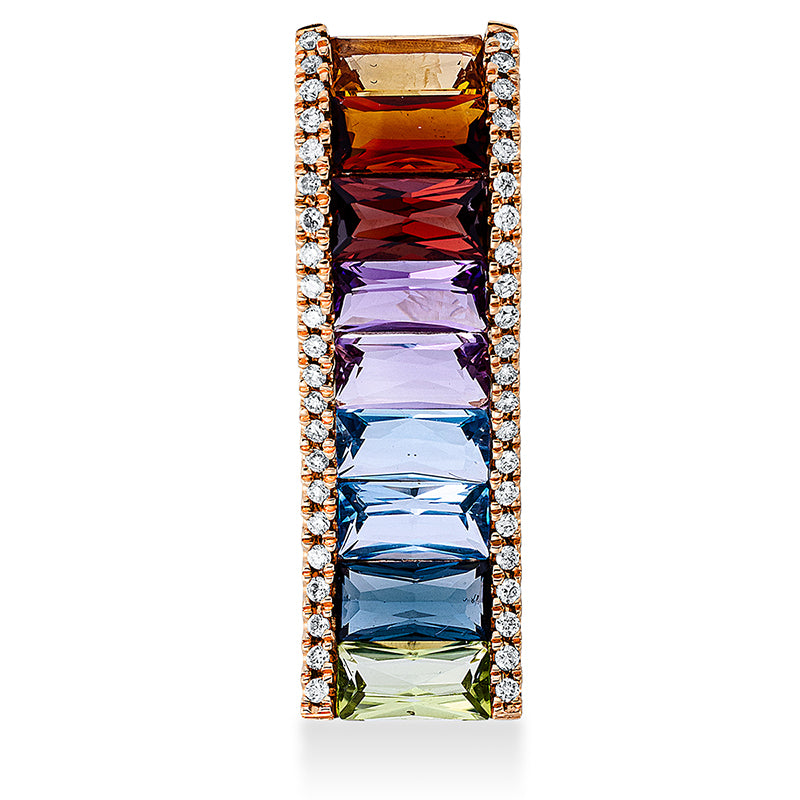 Anhänger 18 kt RG, 44 Brill. 0,19 ct, TW-si, 9 Farbsteine 3,50 ct multicolor