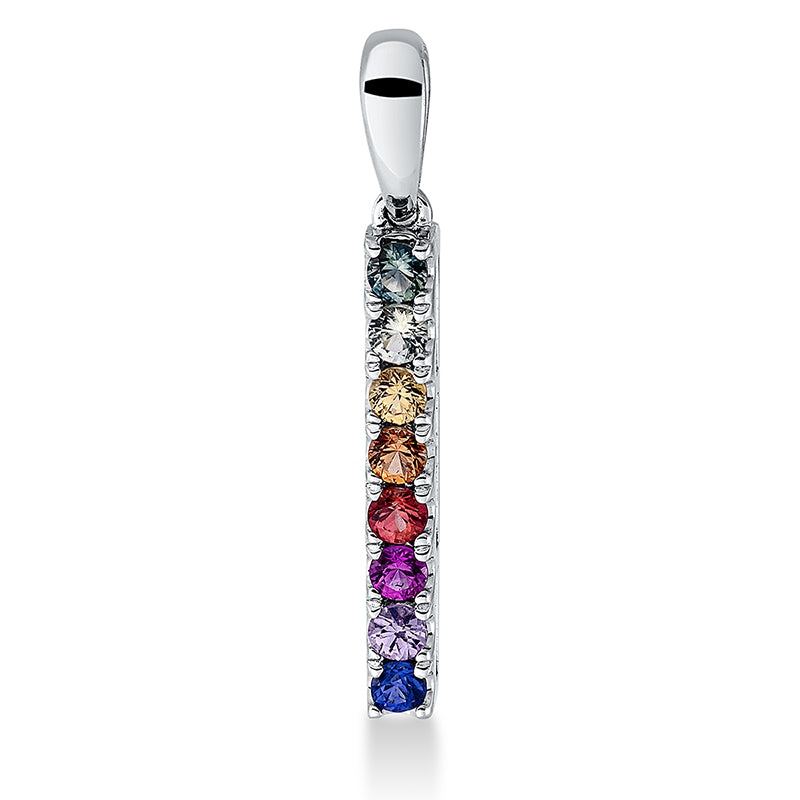 Anhänger 18 kt WG, mit Öse, 8 Farbsteine 0,25 ct multicolor