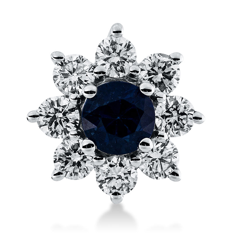 Anhänger 18 kt WG, 8 Brill. 0,26 ct, TW-si, 1 Saphir 0,24 ct blau
