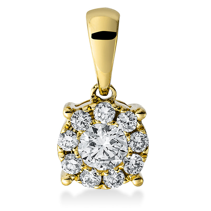 Anhänger 18 kt GG, mit Öse, 1 Brill. 0,14 ct, W-pi, 9 Brill. 0,12 ct, W-pi