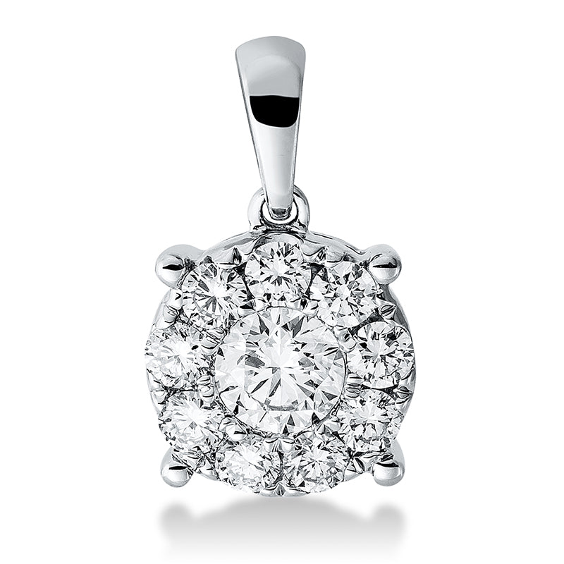 Anhänger 18 kt WG, mit Öse, 1 Brill. 0,29 ct, W-pi, 9 Brill. 0,37 ct, W-pi