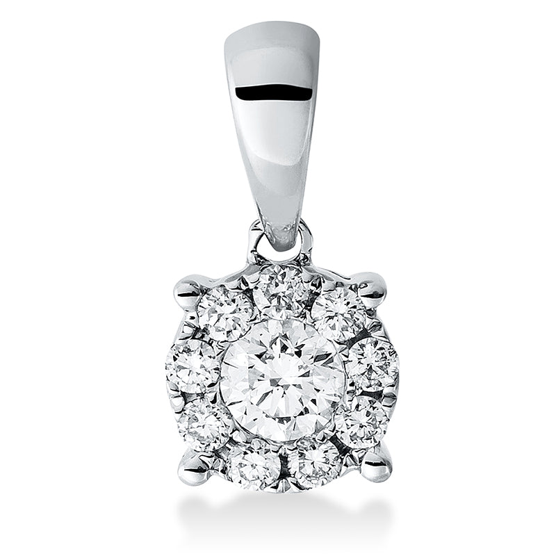 Anhänger 18 kt WG, mit Öse, 1 Brill. 0,12 ct, W-pi, 9 Brill. 0,10 ct, W-pi