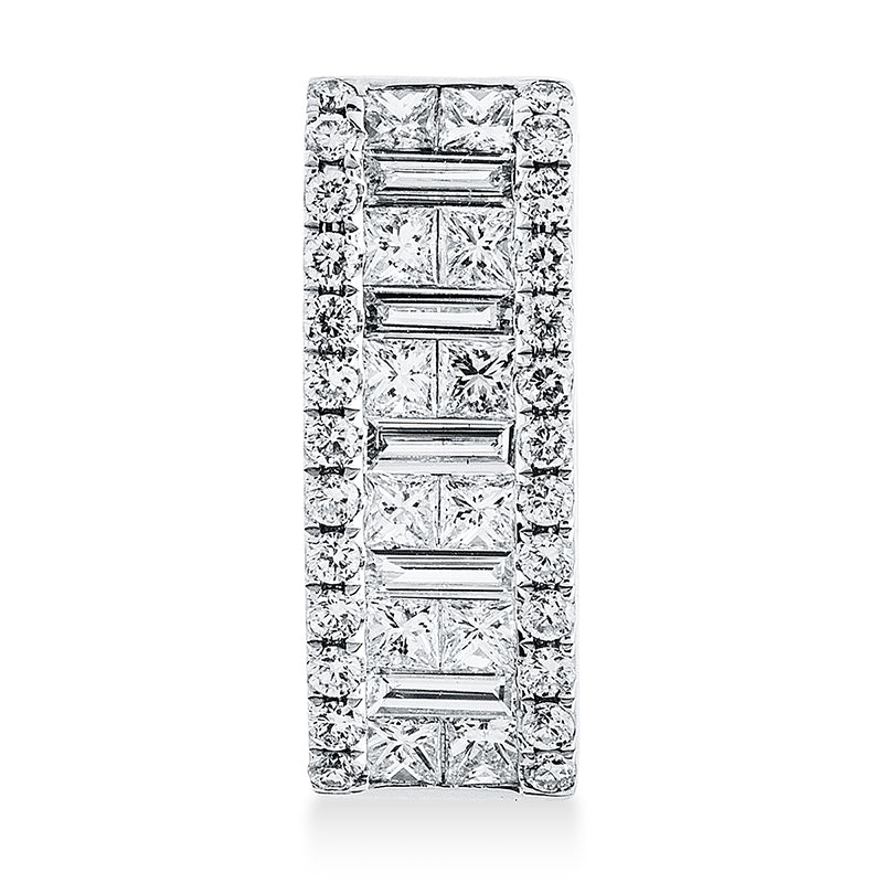 Anhänger 18 kt WG, 5 Bag. 0,25 ct, TW-si, 12 Princ. 0,58 ct, TW-si, 26 Brill. 0,29 ct, TW-si