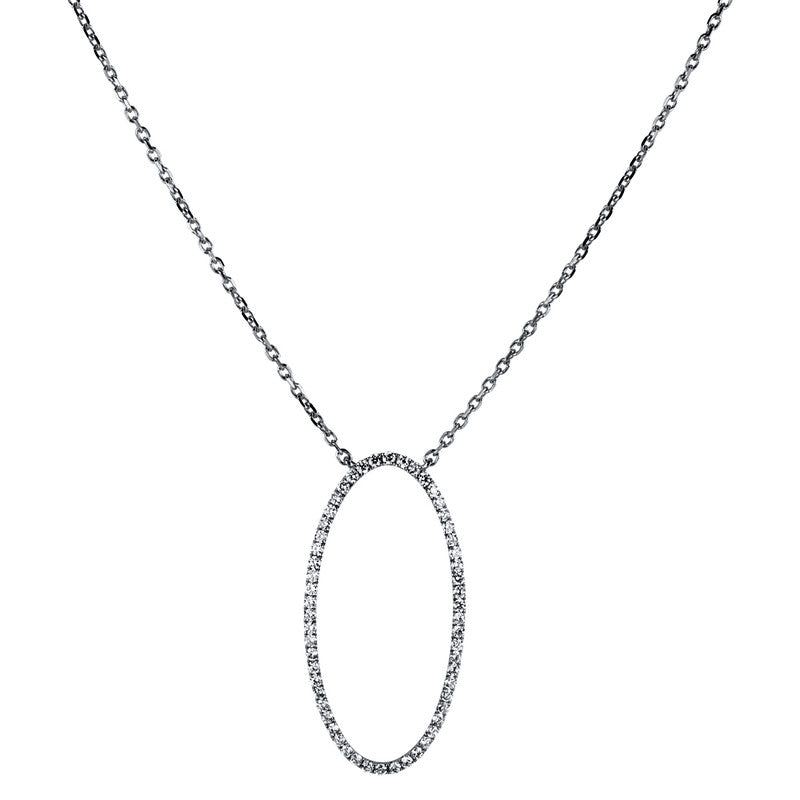 Collier 18 kt WG, mit ZÖ 40 cm + 42,5 cm, 56 Brill. 0,43 ct, TW-si