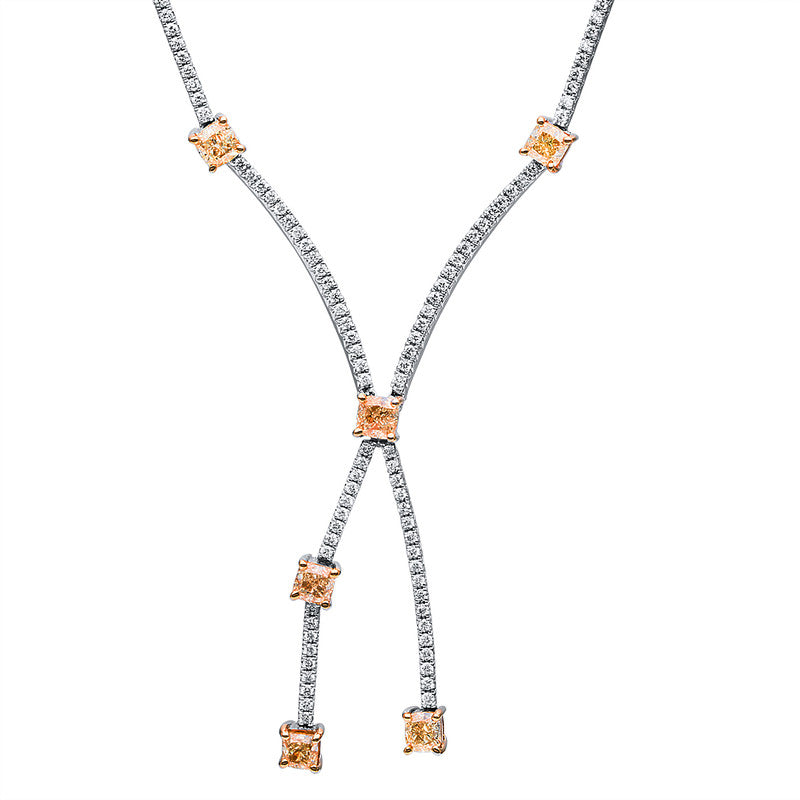 Collier 18 kt WG+GG, 216 Brill. 1,46 ct, TW-vsi, 12 Dia. 4,05 ct, gelb