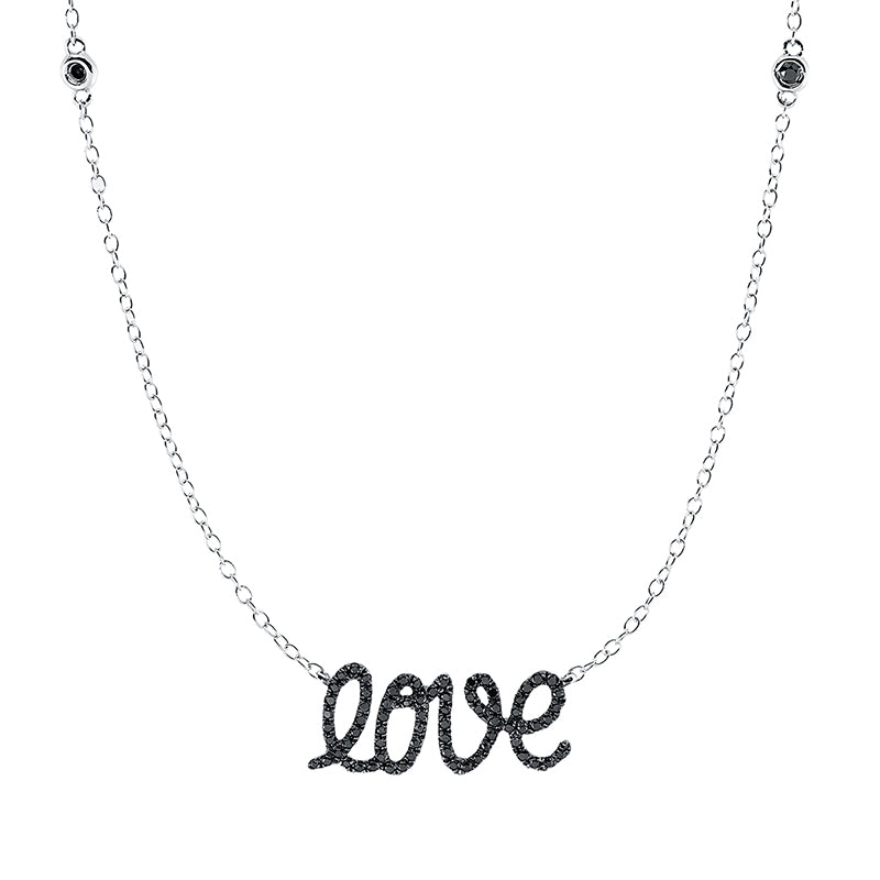 Collier 18 kt WG, Fassung schwarz rhodiniert, 72 Brill. 0,15 ct, schwarz
