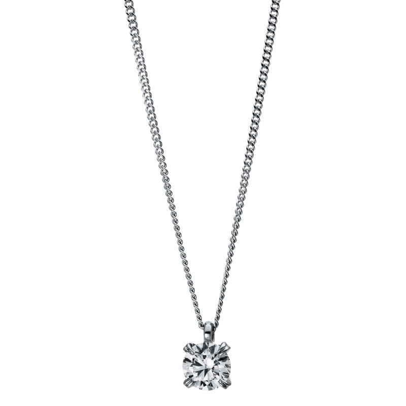 Collier 18 kt WG+P950, 1 Brill. 0,30 ct, TW-si