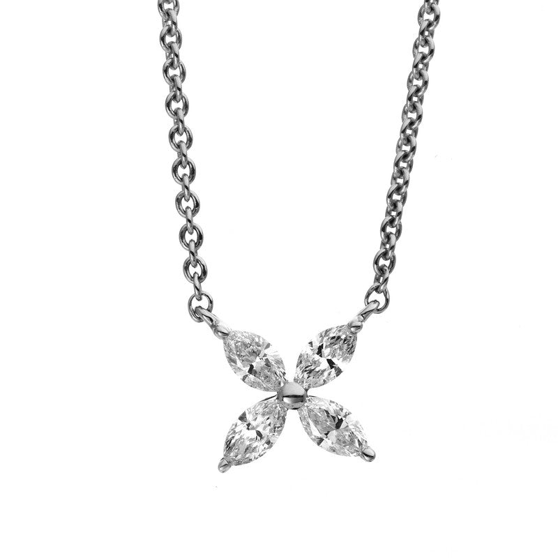 Collier 18 kt WG, 4 Nav. 0,27 ct, TW-si