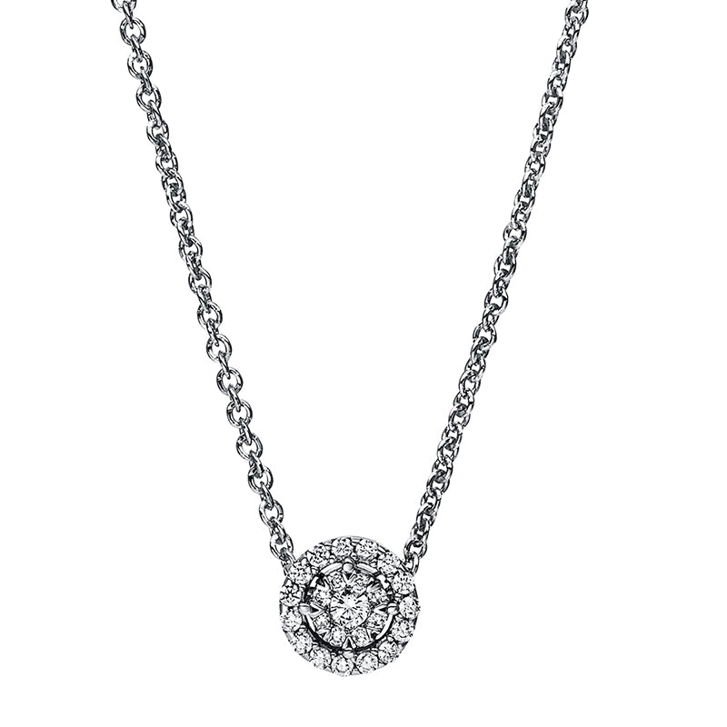 Collier 14 kt WG, Ankerkette, 24 Brill. 0,12 ct, TW-si