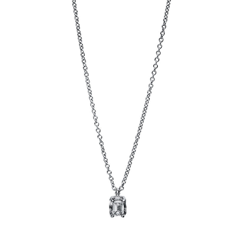 Collier 18 kt WG, 1 Sm.schliff 0,15 ct, TW-si, 6 Bag. 0,05 ct, TW-si
