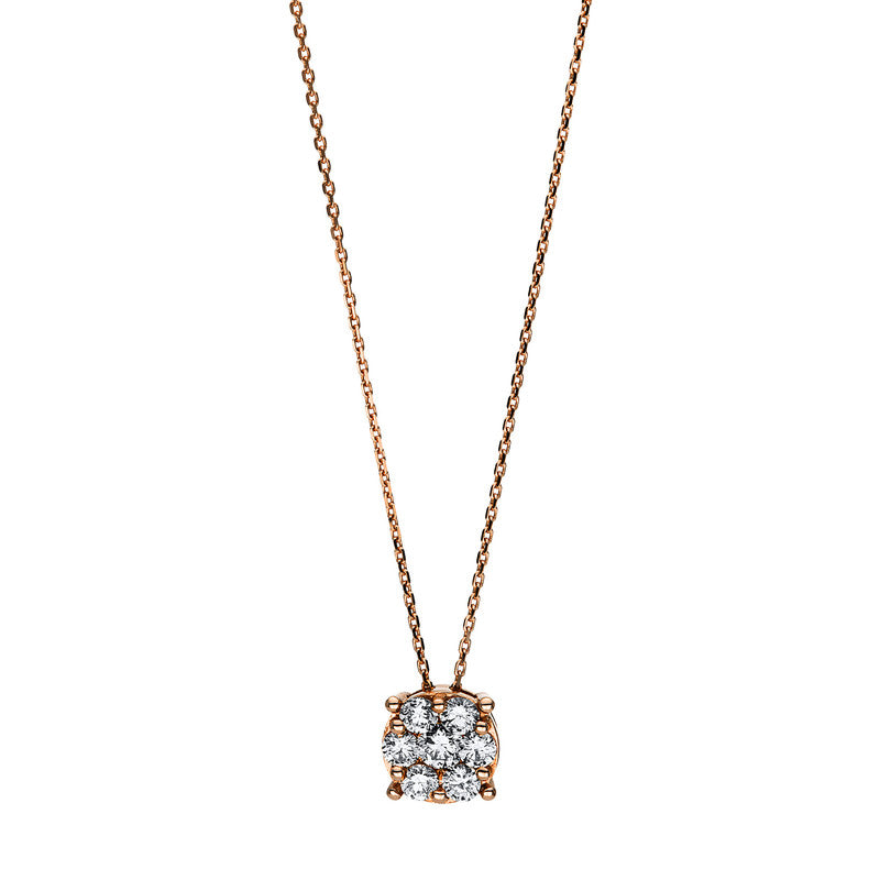 Collier 14 kt RG, 1 Brill. 0,07 ct, TW-vsi/si, 6 Brill. 0,22 ct, TW-vsi/si