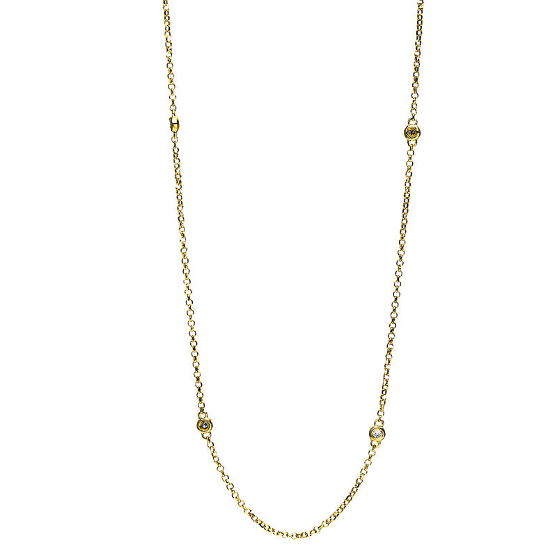 Collier 18 kt GG, mit ZÖ 38 cm + 40,6 cm, 8 Brill. 0,09 ct, TW-si