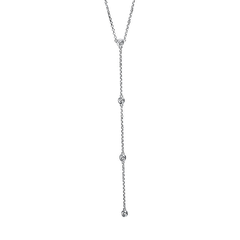 Collier 18 kt WG, mit ZÖ 45,7 cm + 48,3 cm, 12 Brill. 0,33 ct, TW-si