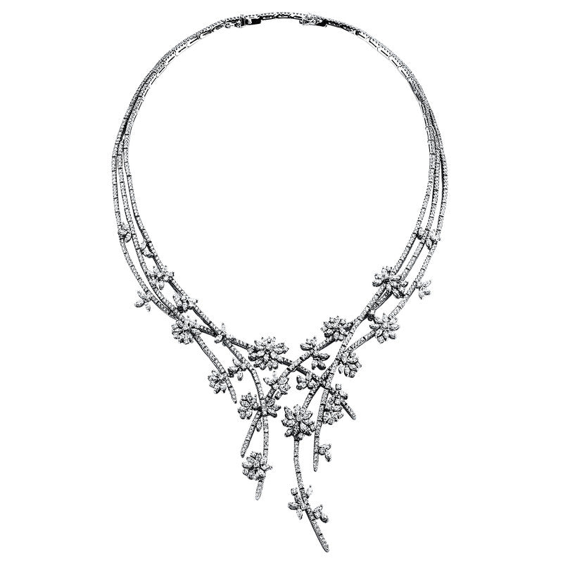Collier 18 kt WG, 64 Brill. 2,30 ct, TW-vsi/si, 133 Nav. 8,34 ct, TW-vsi/si, 820 Brill. 9,89 ct, TW-vsi/si