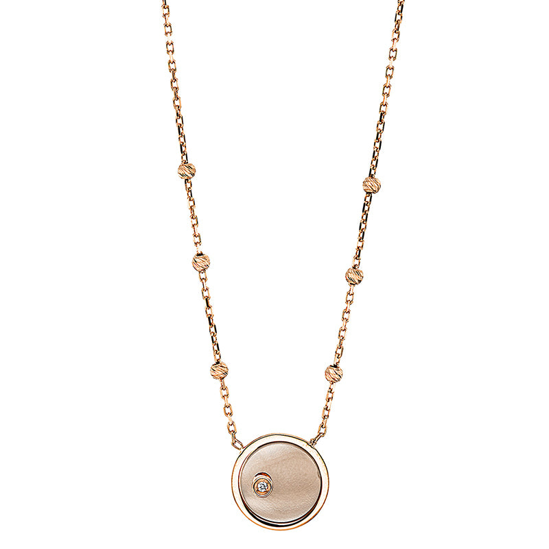 Collier 18 kt RG, 1 Brill. 0,01 ct, TW-vsi, 1 Perlmutt