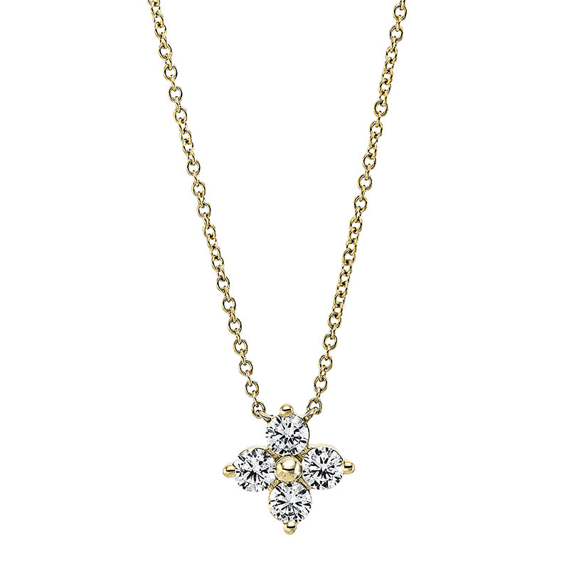 Collier 18 kt GG, mit ZÖ 40 cm + 43 cm, 4 Brill. 0,41 ct, TW-si