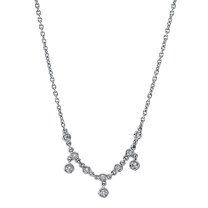 Collier 18 kt WG, mit ZÖ 40 cm, 10 Brill. 0,13 ct, TW-si