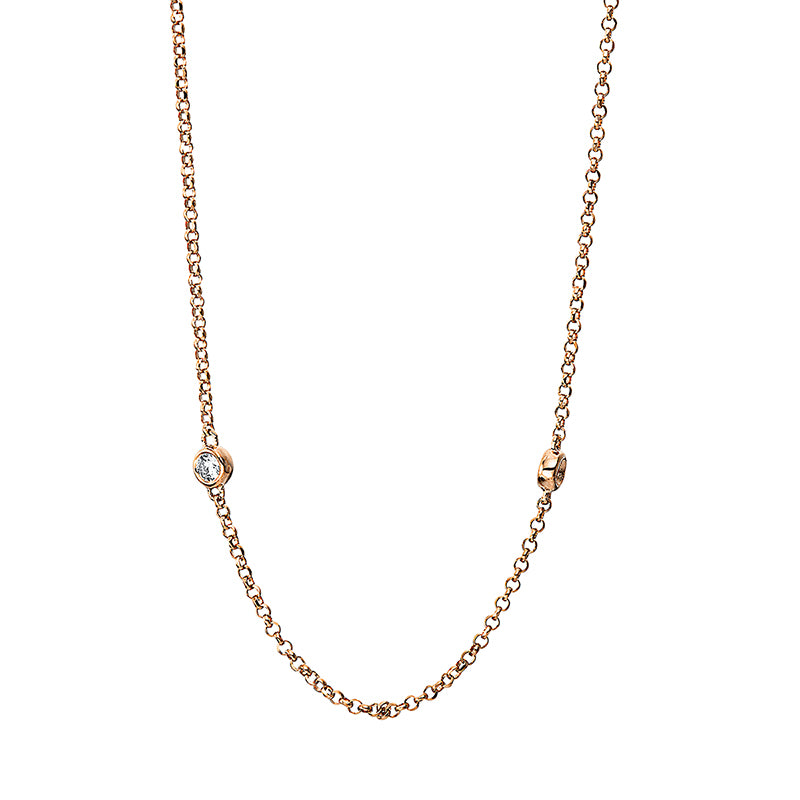 Collier 18 kt RG, mit ZÖ 38.1 cm + 40.6 cm, 8 Brill. 0,21 ct, TW-si
