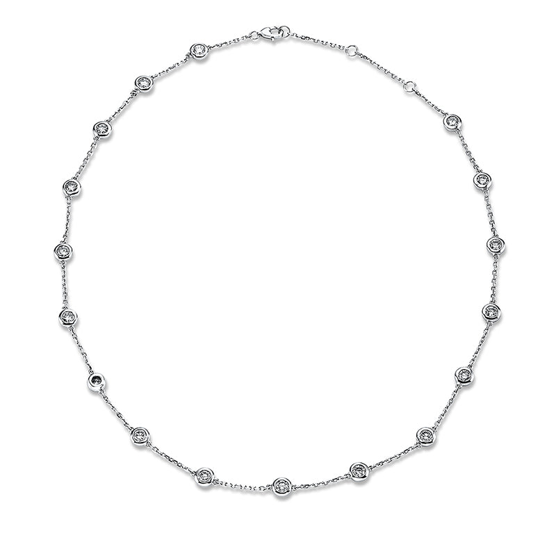 Collier 18 kt WG, mit ZÖ 40 cm + 43 cm, 17 Brill. 5,33 ct, TW-si