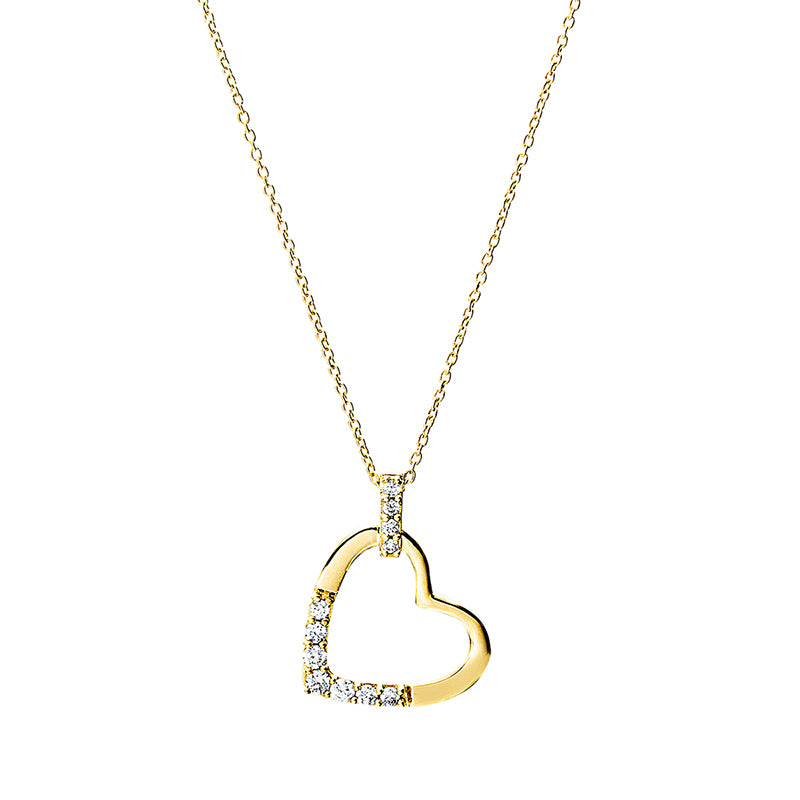 Collier 18 kt GG, mit ZÖ 40 cm, 11 Brill. 0,13 ct, TW-si