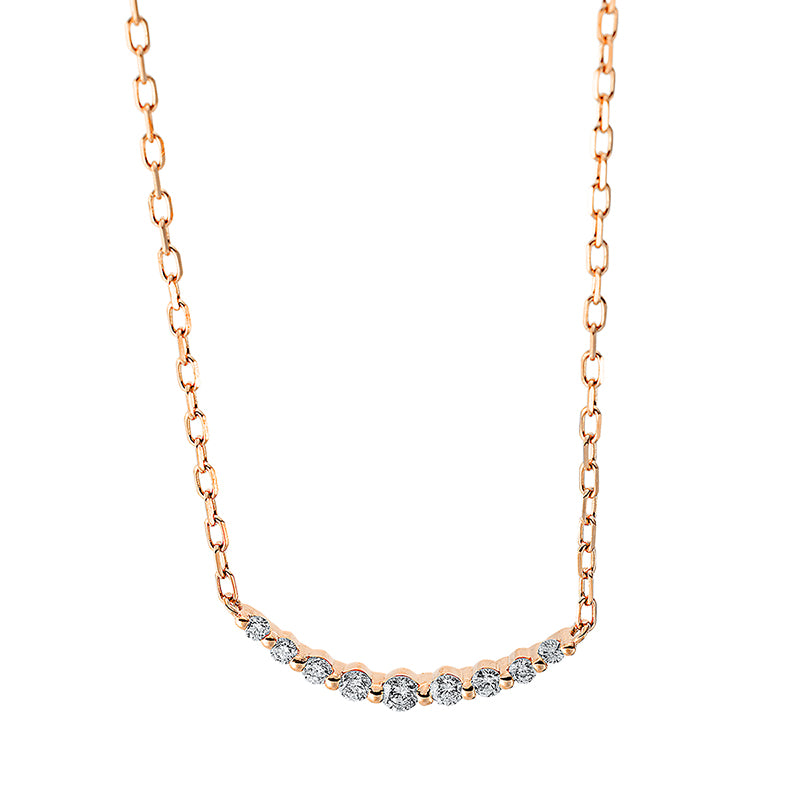 Collier 18 kt RG, mit ZÖ 40cm and 43cm, 7 Brill. 0,11 ct, TW-si, 2 Brill. 0,02 ct, TW-si