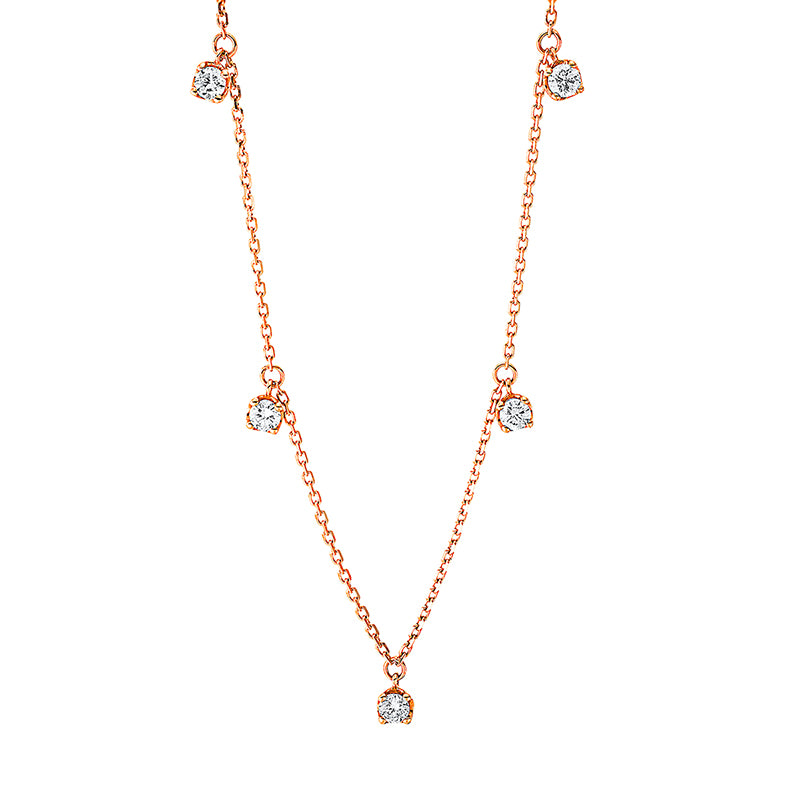 Collier 18 kt RG, 5 Brill. 0,34 ct, TW-pi