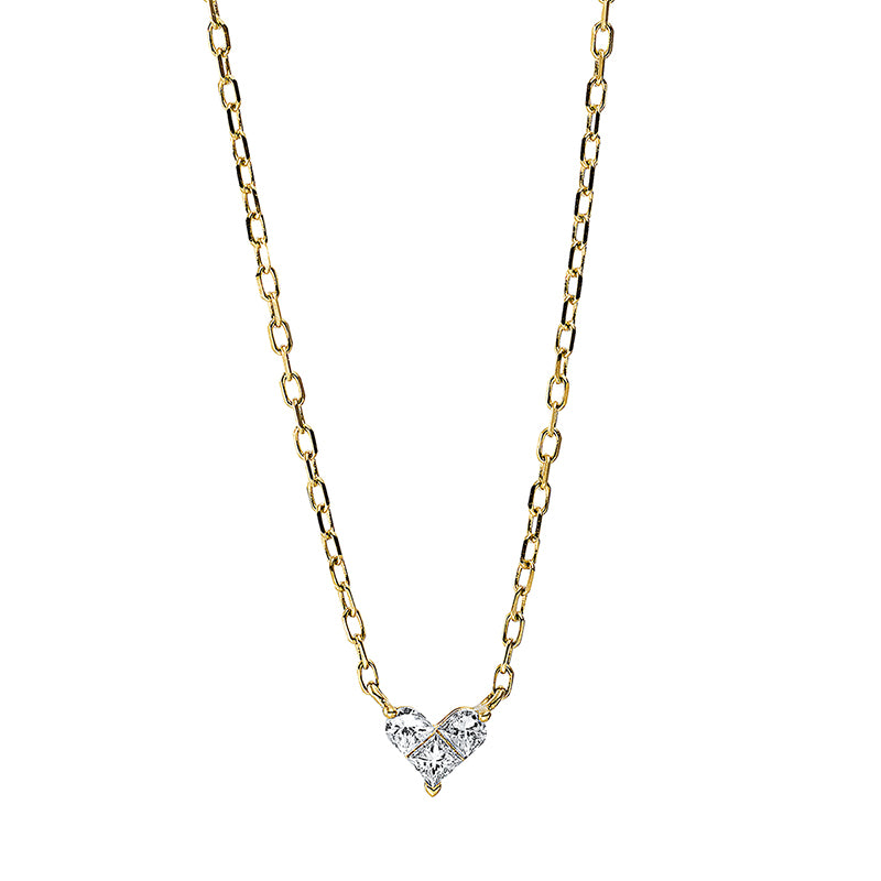 Collier 18 kt GG, mit ZÖ 40 cm + 43 cm, 3 Fant-Schl. 0,15 ct, TW-si