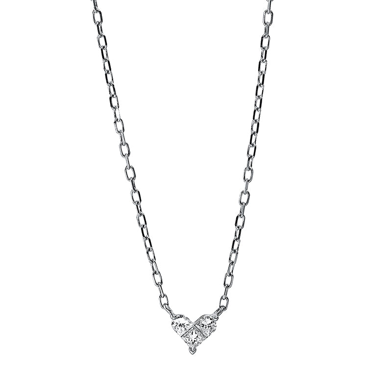Collier 18 kt WG, mit ZÖ 40 cm + 43 cm, 3 Fant-Schl. 0,16 ct, TW-si
