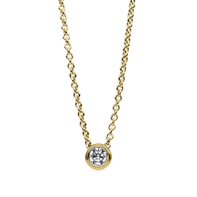 Collier 18 kt GG, mit ZÖ 40+42,5 cm, 1 Brill. 0,10 ct, TW-si