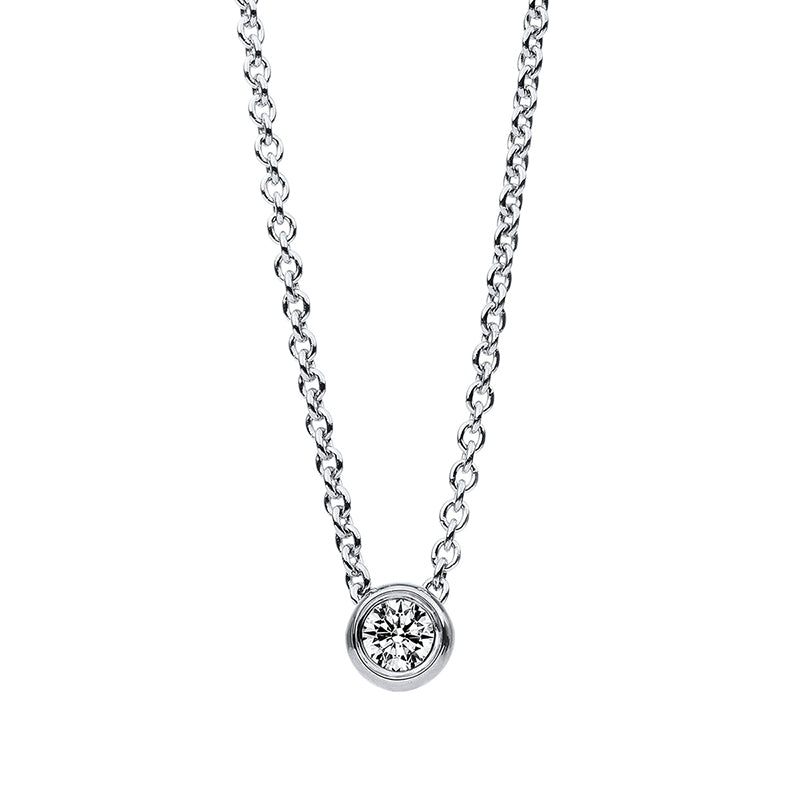 Collier 18 kt WG, mit ZÖ 40+42,5 cm, 1 Brill. 0,10 ct, TW-si