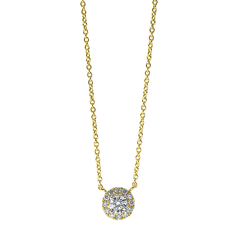 Collier 18 kt GG, 1 Brill. 0,15 ct, TW-si, 12 Brill. 0,08 ct, TW-si