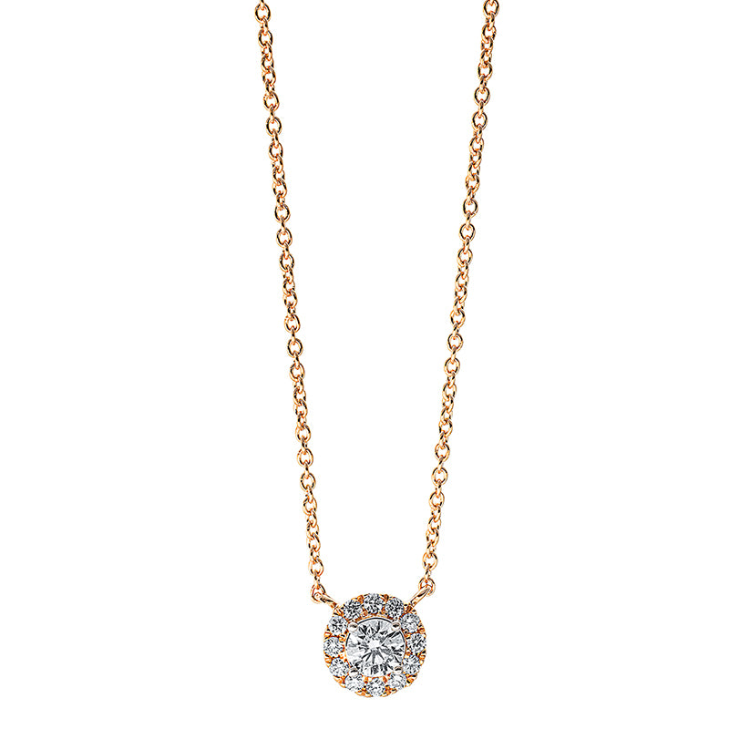 Collier 18 kt RG, 1 Brill. 0,15 ct, TW-si, 12 Brill. 0,08 ct, TW-si