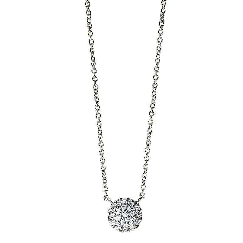 Collier 18 kt WG, 1 Brill. 0,15 ct, TW-si, 12 Brill. 0,08 ct, TW-si