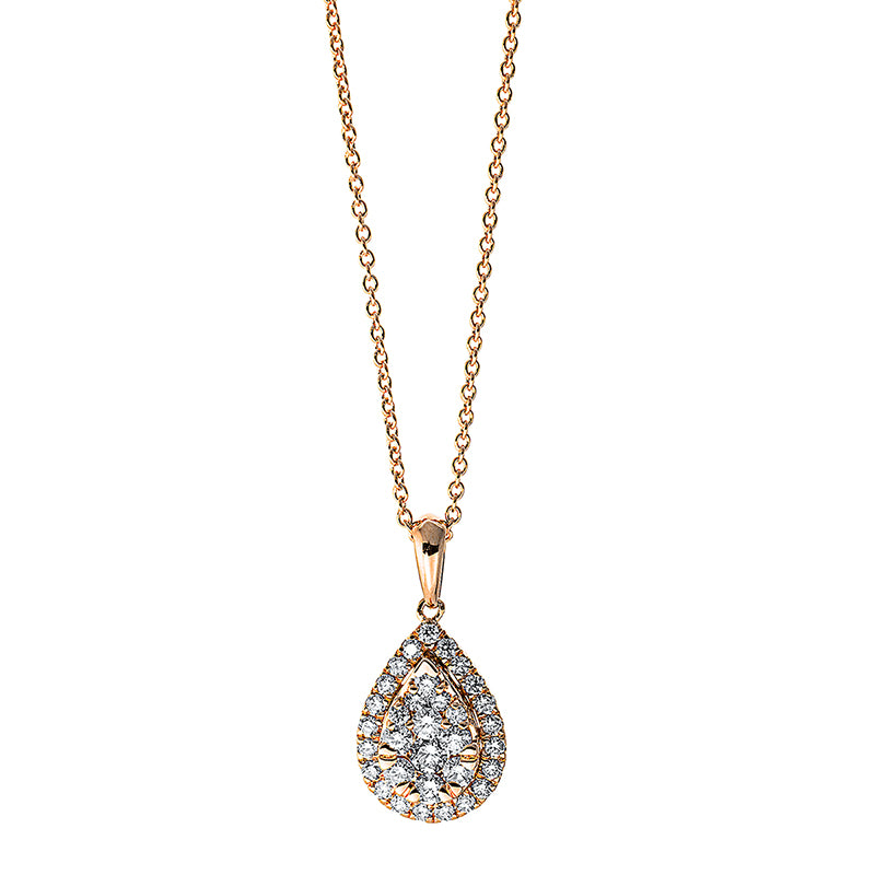 Collier 18 kt RG, 6 Brill. 0,15 ct, TW-si, 1 Brill. 0,05 ct, TW-si, 26 Brill. 0,22 ct, TW-si