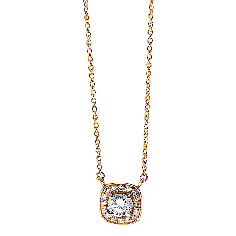 Collier 18 kt RG, 1 Brill. 0,28 ct, TW-si, 16 Brill. 0,09 ct, TW-si