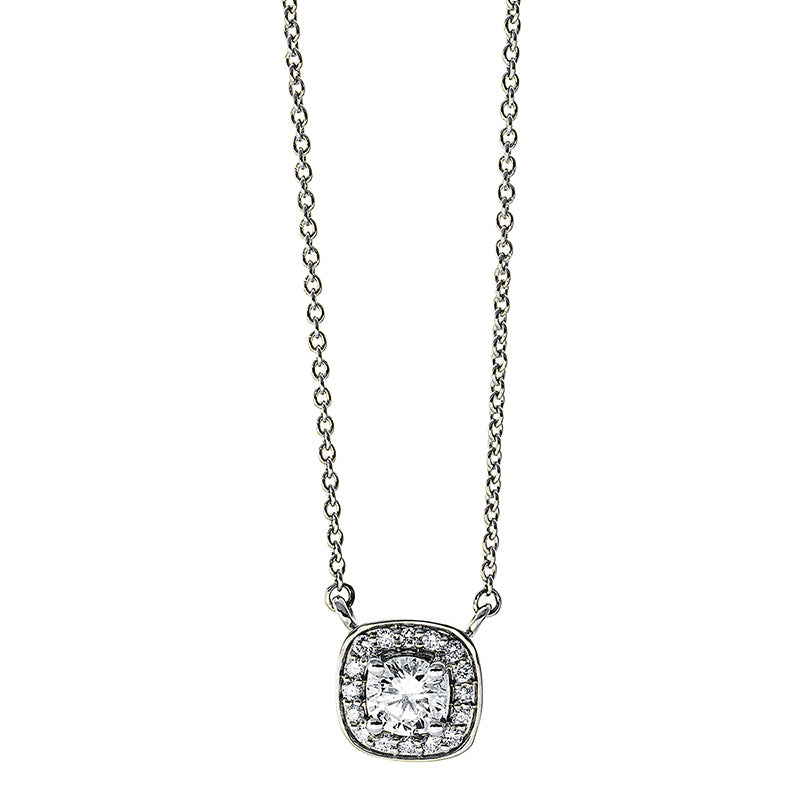 Collier 18 kt WG, 1 Brill. 0,28 ct, TW-si, 16 Brill. 0,09 ct, TW-si