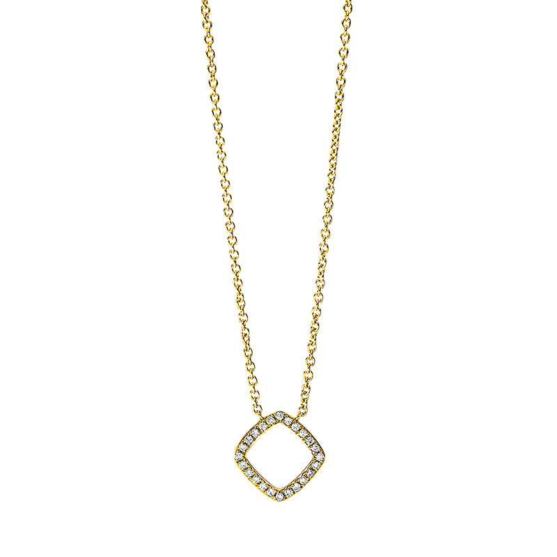 Collier 18 kt GG, mit ZÖ 38 cm + 36.8CM, 24 Brill. 0,09 ct, TW-si