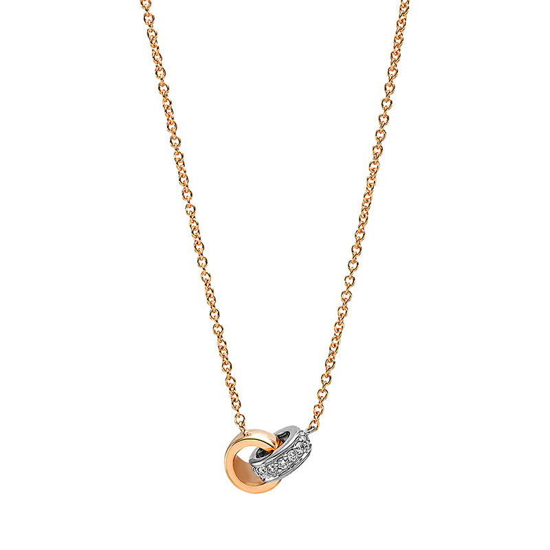 Collier 18 kt RG+WG, 15 Brill. 0,06 ct, TW-si