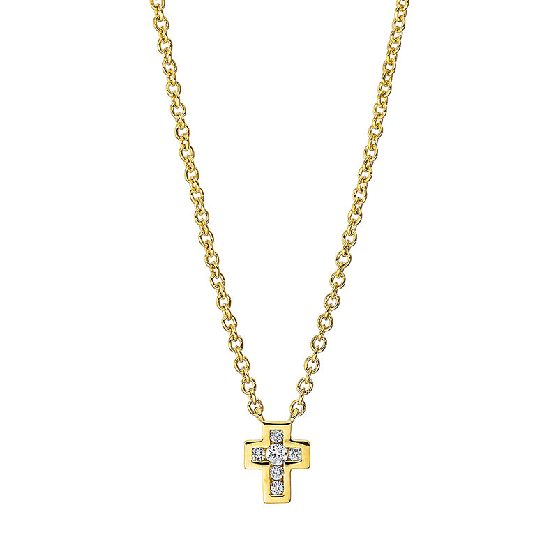Collier 18 kt GG, mit ZÖ 40 cm, 6 Brill. 0,05 ct, TW-si