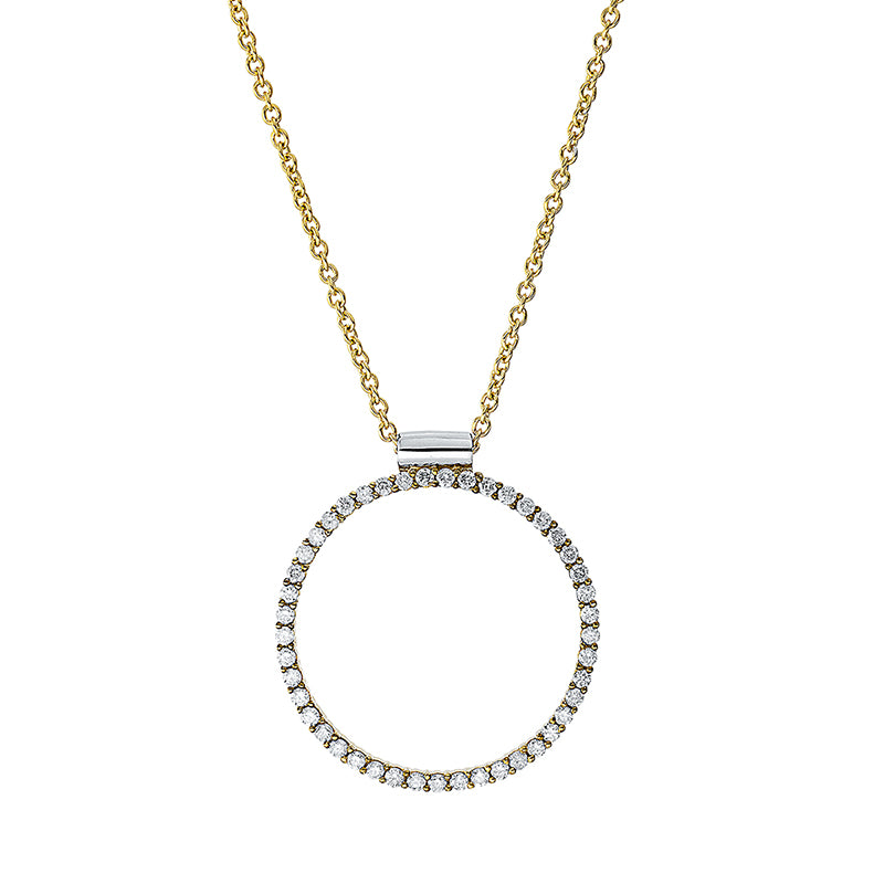 Collier 18 kt GG+WG, mit ZÖ 40 cm, 45 Brill. 0,32 ct, TW-si