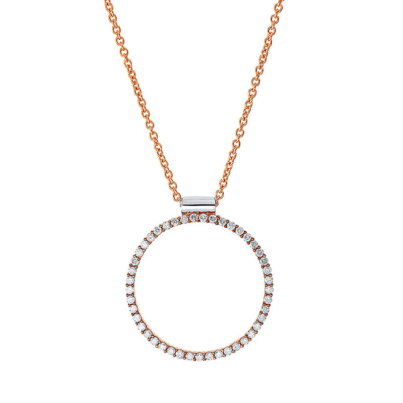 Collier 18 kt RG+WG, mit ZÖ 40 cm, 45 Brill. 0,32 ct, TW-si