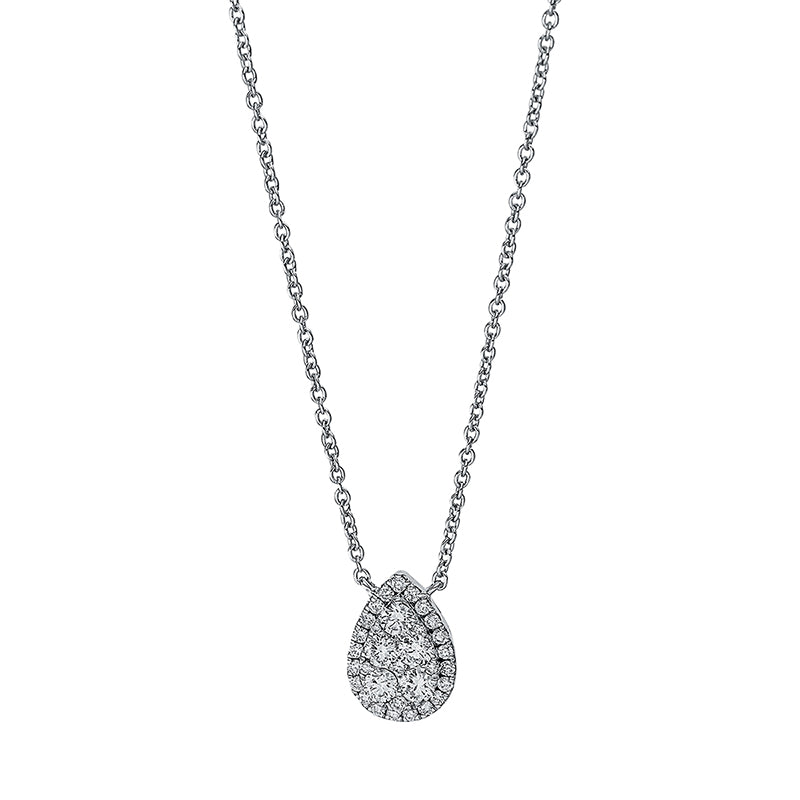 Collier 18 kt WG, mit ZÖ 40 cm, 2 Brill. 0,03 ct, TW-si, 5 Brill. 0,29 ct, TW-si, 26 Brill. 0,14 ct, TW-si