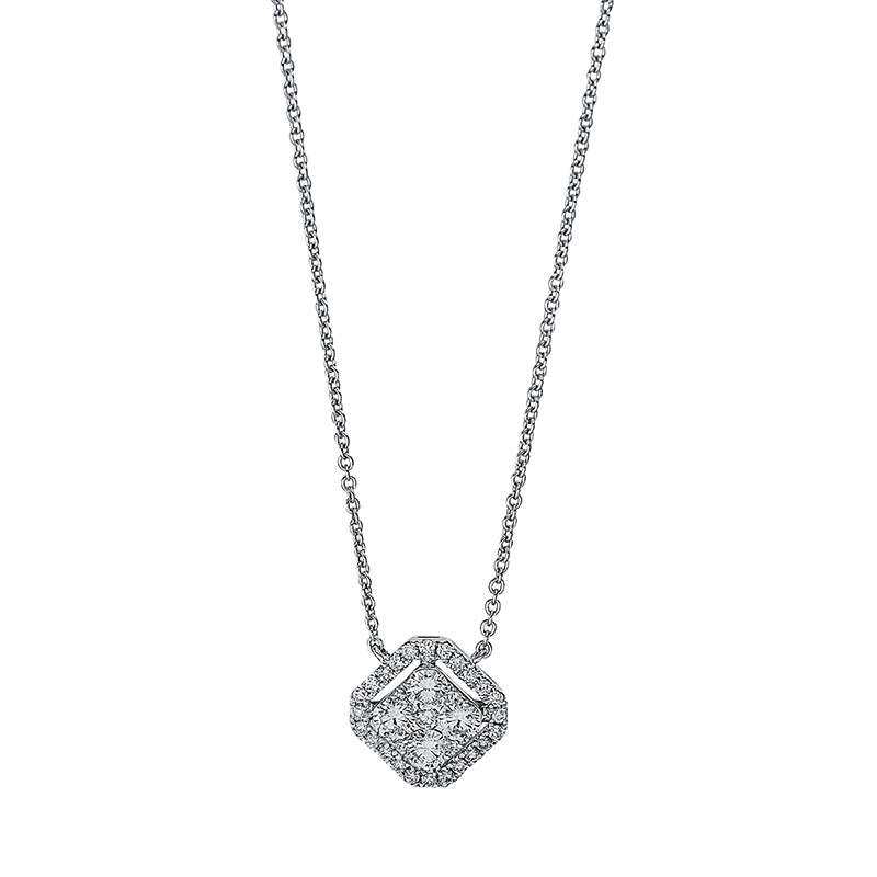 Collier 18 kt WG, 4 Brill. 0,50 ct, TW-si, 1 Brill. 0,03 ct, TW-si, 28 Brill. 0,19 ct, TW-si