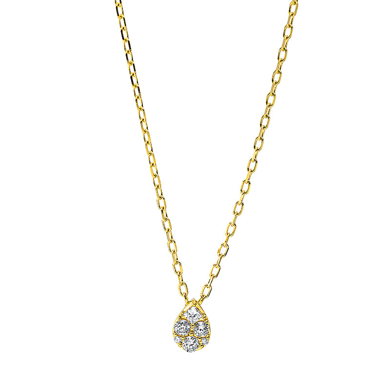 Collier 18 kt GG, mit ZÖ 40 cm + 43 cm, 2 Brill. 0,01 ct, TW-si, 1 Princ. 0,03 ct, TW-si, 3 Brill. 0,10 ct, TW-si