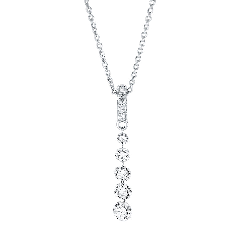 Collier 18 kt WG, 3 Brill. 0,22 ct, TW-si, 1 Brill. 0,15 ct, TW-si, 1 Brill. 0,20 ct, TW-si, 4 Brill. 0,04 ct, TW-si