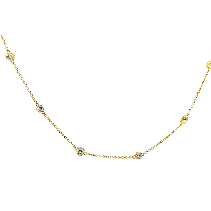 Collier 18 kt GG, 6 Brill. 0,28 ct, TW-si, 5 Brill. 0,38 ct, TW-si, 92 Brill. 0,38 ct, TW-si