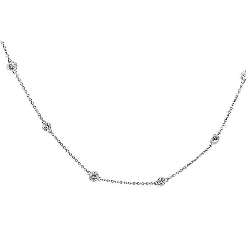 Collier 18 kt WG, 6 Brill. 0,28 ct, TW-si, 5 Brill. 0,38 ct, TW-si, 92 Brill. 0,38 ct, TW-si