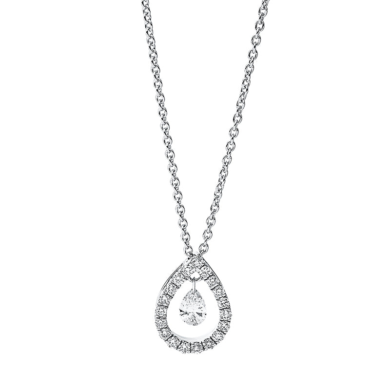 Collier 18 kt WG, 1 Tropfen 0,10 ct, TW-si, 19 Brill. 0,12 ct, TW-si